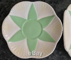 SHELLEY PRIMULA GREEN STAR 11993 pattern porcelain CUP SAUCER PLATE TRIO 3 avail