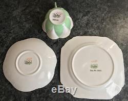 SHELLEY PRIMULA GREEN STAR 11993 pattern porcelain CUP SAUCER PLATE TRIO 3 avail