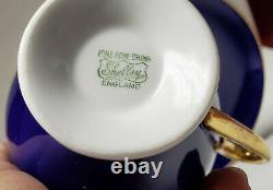 SHELLEY Porcelain China COBALT BLUE Pattern CUP & SAUCER Set