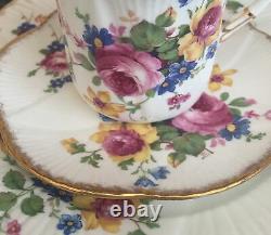 SHELLEY porcelain DAINTY PINK ROSE DRESDEN SPRAYS 11494 CUP SAUCER PLATE TRIO