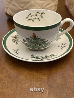 SPODE CHRISTMAS TREE 12 Sets Tea Cups and Saucers Vtg Made in England MINT