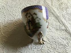 STUNNING MEISSEN CUP AND SAUCER PAINTED IN LILAC SCALE&PiICTURE VIGNETTS 19CA