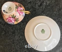 SUPERB AYNSLEY porcelain PINK ROSE CUP & SAUCER cabinet DUO