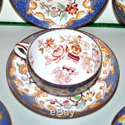 Service à thé Série de 6 tasses MINTON en Porcelaine Anglaise Peint Main 19e s