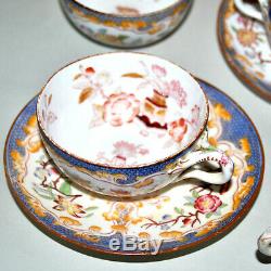 Service à thé Série de 6 tasses MINTON en Porcelaine Anglaise Peint Main 19e s