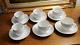 Set 6 Kpm Rocaille White Cups & Saucers Embossed W Fluted Shape