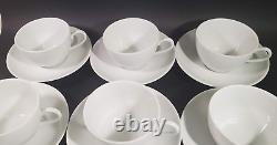 Set 6 Pillivuyt France White Porcelain Coupe Cups & Saucers