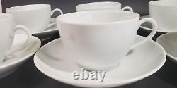 Set 6 Pillivuyt France White Porcelain Coupe Cups & Saucers