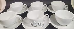 Set 6 Pillivuyt France White Porcelain Coupe Cups & Saucers