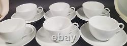 Set 6 Pillivuyt France White Porcelain Coupe Cups & Saucers