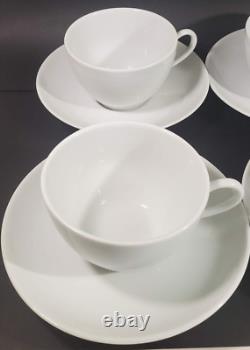 Set 6 Pillivuyt France White Porcelain Coupe Cups & Saucers