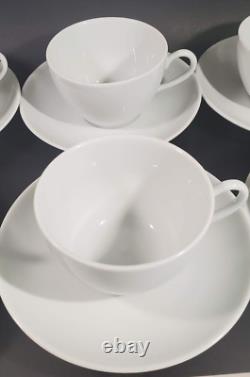 Set 6 Pillivuyt France White Porcelain Coupe Cups & Saucers