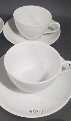 Set 6 Pillivuyt France White Porcelain Coupe Cups & Saucers