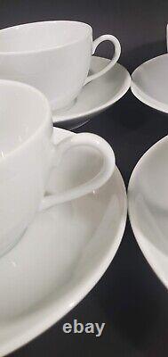 Set 6 Pillivuyt France White Porcelain Coupe Cups & Saucers