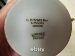Set Of 2 Limoges Porcelain By G Dumas Fils Demitasse Cup & Saucer -orange & Gold