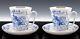 Set Of 2 Russian Lomonosov Imperial Porcelain Cups Mugs Saucers Troika Mint Cond