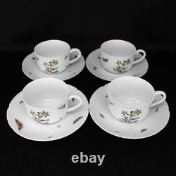 Set Of 4 Cup & Saucer Limoges Raynaud Ceralene Les Oiseaux The Birds France No 5