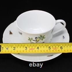 Set Of 4 Cup & Saucer Limoges Raynaud Ceralene Les Oiseaux The Birds France No 5
