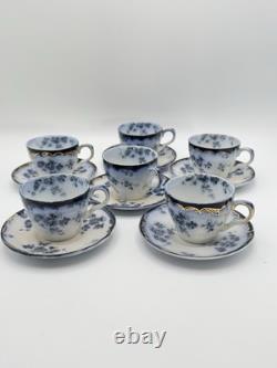 Set Of 6 Chiswick (Flow Blue) RIDGWAY Demitasse Cups & Saucers Discoloration