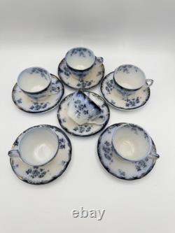 Set Of 6 Chiswick (Flow Blue) RIDGWAY Demitasse Cups & Saucers Discoloration