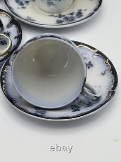 Set Of 6 Chiswick (Flow Blue) RIDGWAY Demitasse Cups & Saucers Discoloration