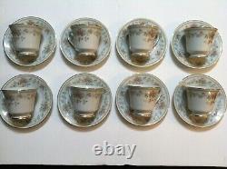Set Of 8 Contemporary Fine China By Noritake Memory 2882 Tea Cups And Saucers