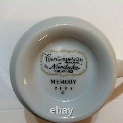 Set Of 8 Contemporary Fine China By Noritake Memory 2882 Tea Cups And Saucers