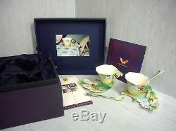 Set of 2 Franz Porcelain Lady Bug Cup, Saucer, Spoon in Original box