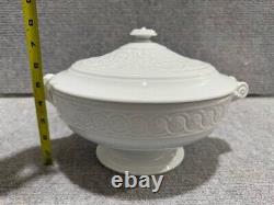 Set of 26 Bernardaud Limoges Louvre Embossed Porcelain Cups, Plates, Soup Tureen