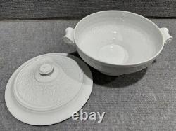 Set of 26 Bernardaud Limoges Louvre Embossed Porcelain Cups, Plates, Soup Tureen