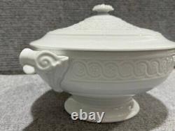 Set of 26 Bernardaud Limoges Louvre Embossed Porcelain Cups, Plates, Soup Tureen