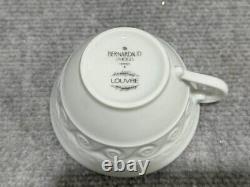 Set of 26 Bernardaud Limoges Louvre Embossed Porcelain Cups, Plates, Soup Tureen