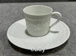 Set of 26 Bernardaud Limoges Louvre Embossed Porcelain Cups, Plates, Soup Tureen