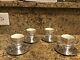 Set Of 4 Antique Sterling Demitasse Cup Holders With Saucers And Porcelain Cups