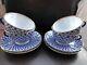 Set Of 4 Imperial Porcelain Cobalt Net Tea Cup Saucer Lomonosov Lfz 8.5 Fl Oz