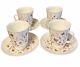 Set Of 4 New Imperial Lomonosov Cup And Saucer, Russian Porcelain Bone China