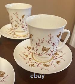 Set of 4 NEW Imperial Lomonosov Cup and Saucer, Russian Porcelain Bone China