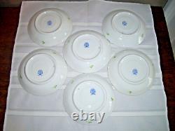 Set of 6 Vintage HEREND ETON PATTERN TEA CUP & SAUCER HANDPAINTED PORCELAIN