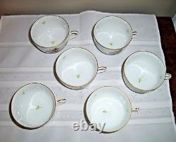 Set of 6 Vintage HEREND ETON PATTERN TEA CUP & SAUCER HANDPAINTED PORCELAIN