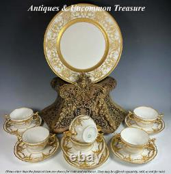 Set of 6 c. 1907 J. Pouyat, Limoges, France Porcelain Bouillon Cups and Saucers