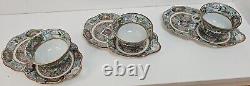 Set of Three (3) 1950s Chinese Famille Rose Porcelain Cup, Saucer Tennis Set