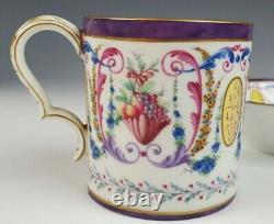 Sevres 1790 Gobelet Litron Cup & Saucer Arabesque and Fruit Antique Porcelain