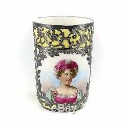 Sevres Jean Pouyat Porcelain & Silver Overlay Cup with Miniature Portrait Signed