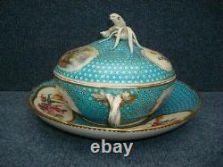 Sevres Larger Porcelain Tasse A Bouillon, Big Size, With Fish Carp As Finial