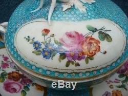 Sevres Larger Porcelain Tasse A Bouillon, Big Size, With Fish Carp As Finial