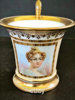 Sevres Portrait Cup & Saucer, Madame Royale Charlotte, Hand Painted