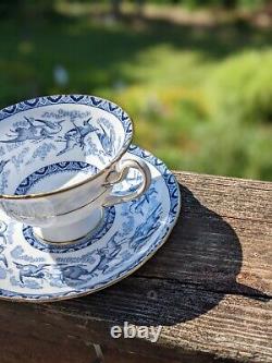 Shelley Cup & Saucer Blue Heron Vintage made in England porcelain no flaws