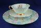 Shelley Melody Chintz Footed Oleander Cup, Saucer & Ripon Green Trim Plate Trio