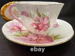 Shelley Mulder & Zoon Orchid Dainty Cup And Saucer Gold Trim Pink Handle #2422