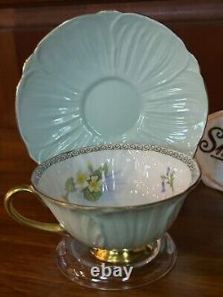 Shelley PRIMROSE Tea Cup & Saucer Oleander Green China